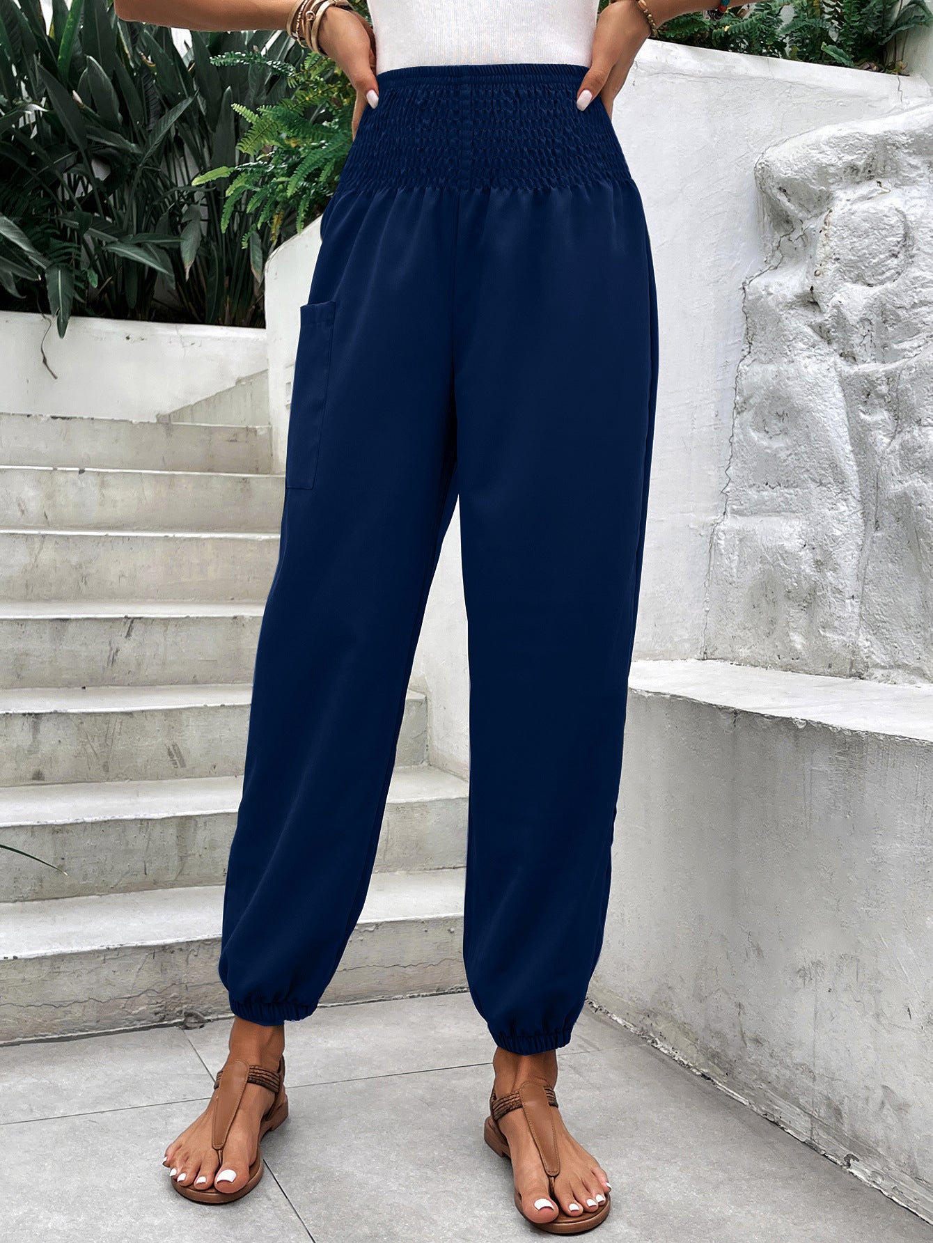Casual Elastic Wide Leg Slacks