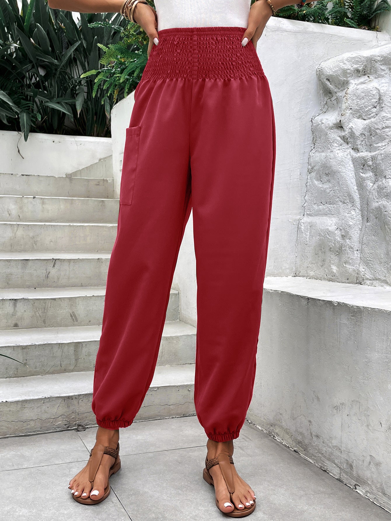 Casual Elastic Wide Leg Slacks
