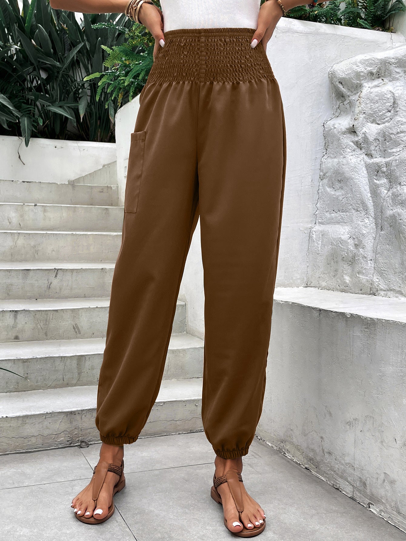 Casual Elastic Wide Leg Slacks