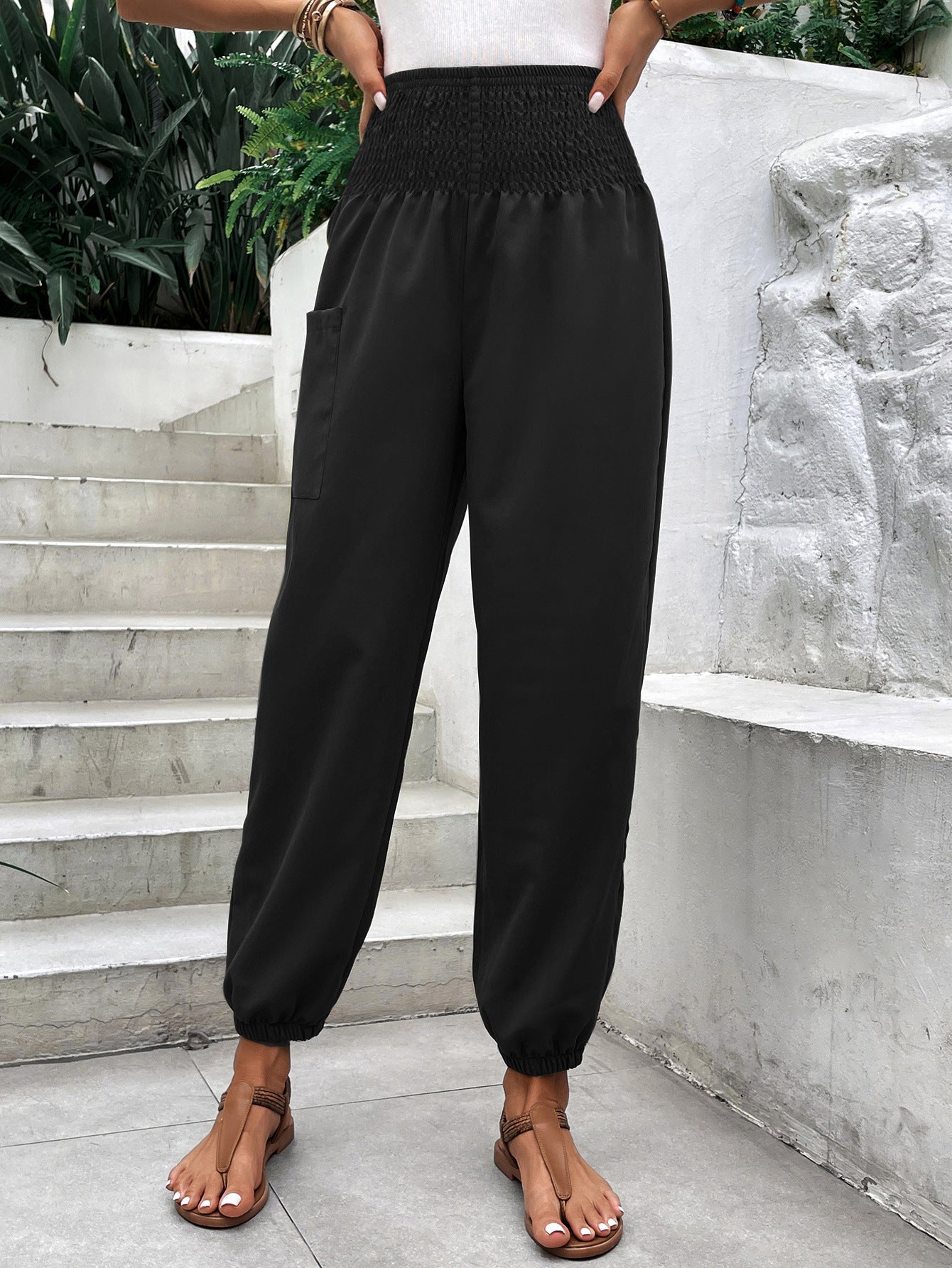 Casual Elastic Wide Leg Slacks
