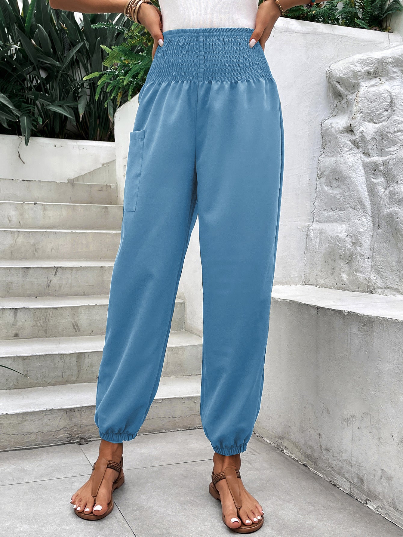 Casual Elastic Wide Leg Slacks